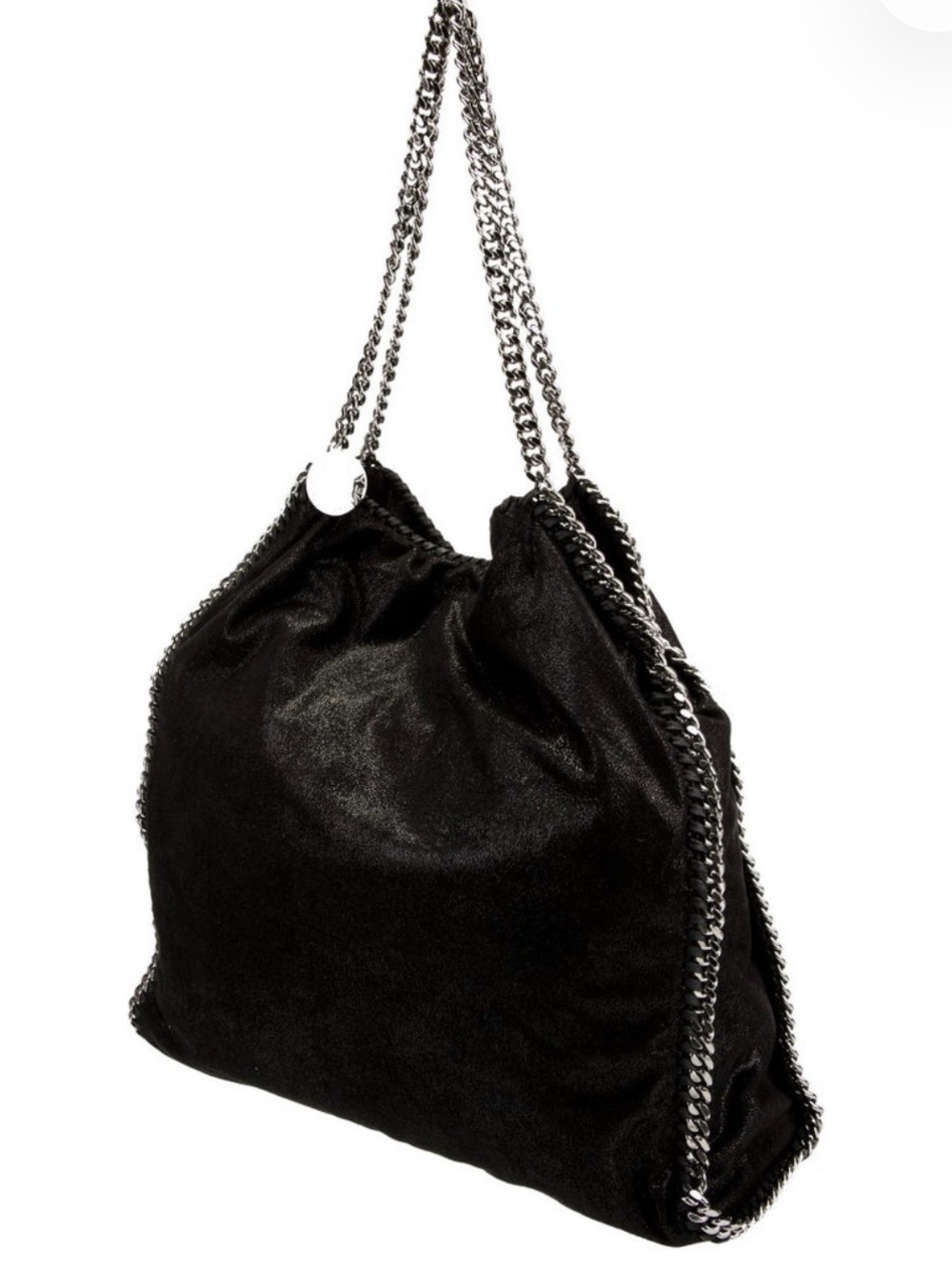 Stella McCartney Black Vegetarian Suede Chain-Link Shoulder Bag